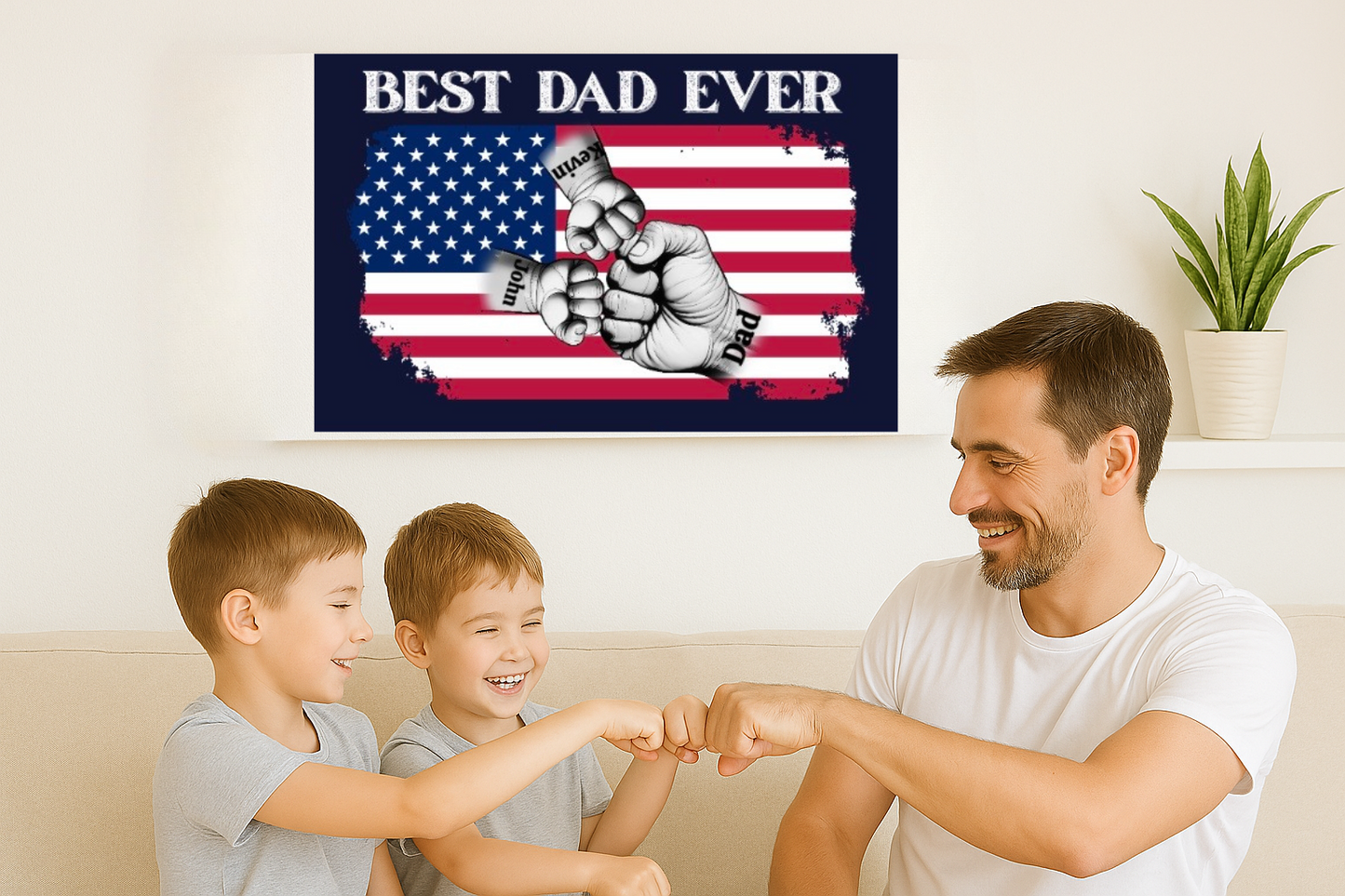 Best Dad Ever Fist Bump Canvas | Personalized Father's Day Gift