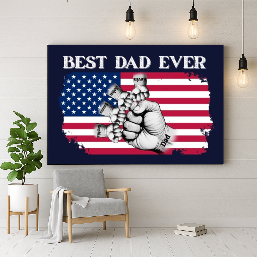 Best Dad Ever Fist Bump Canvas | Personalized Father's Day Gift