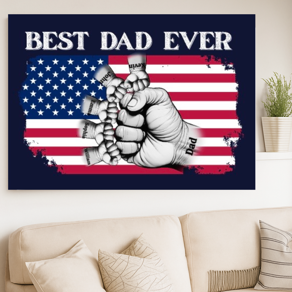 Best Dad Ever Fist Bump Canvas | Personalized Father's Day Gift