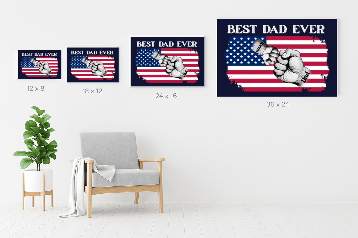 Best Dad Ever Fist Bump Canvas | Personalized Father's Day Gift