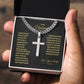To My Husband - Artisan Cross Necklace on Cuban Chain - Father's Day Gift