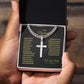 To My Husband - Artisan Cross Necklace on Cuban Chain - Father's Day Gift