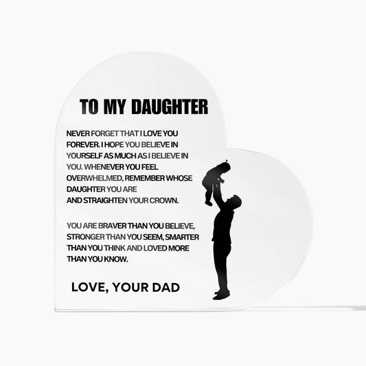 To My Daughter | Straighten Your Crown | Heart Acrylic LED Lamp