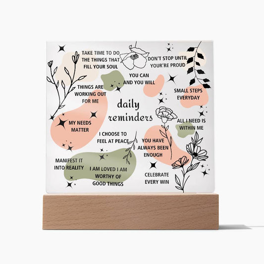 Daily Affirmations Acrylic Square Plaque