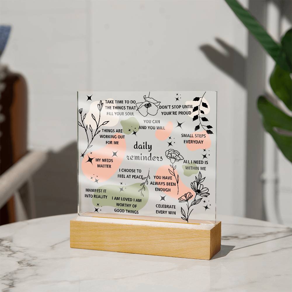 Daily Affirmations Acrylic Square Plaque