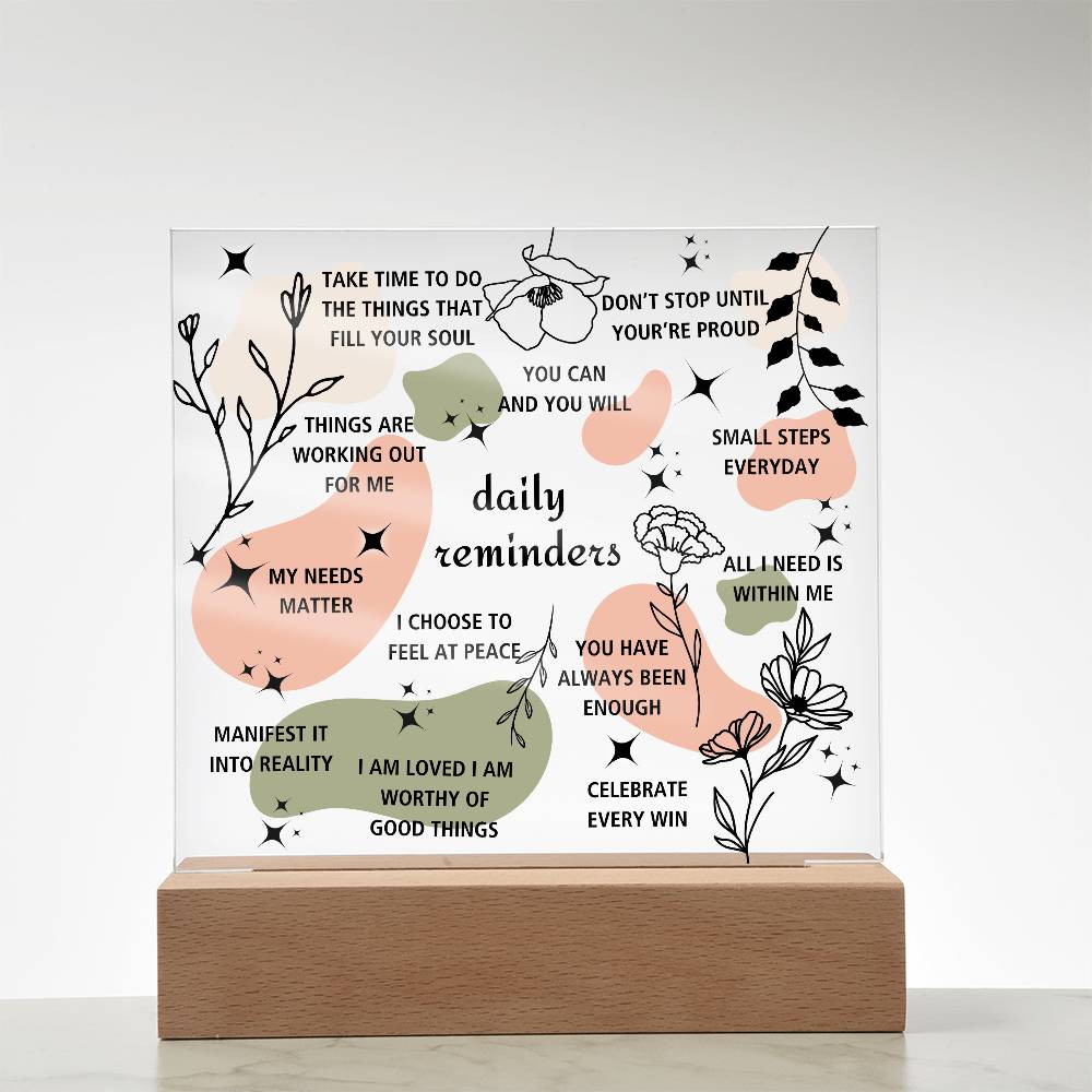 Daily Affirmations Acrylic Square Plaque