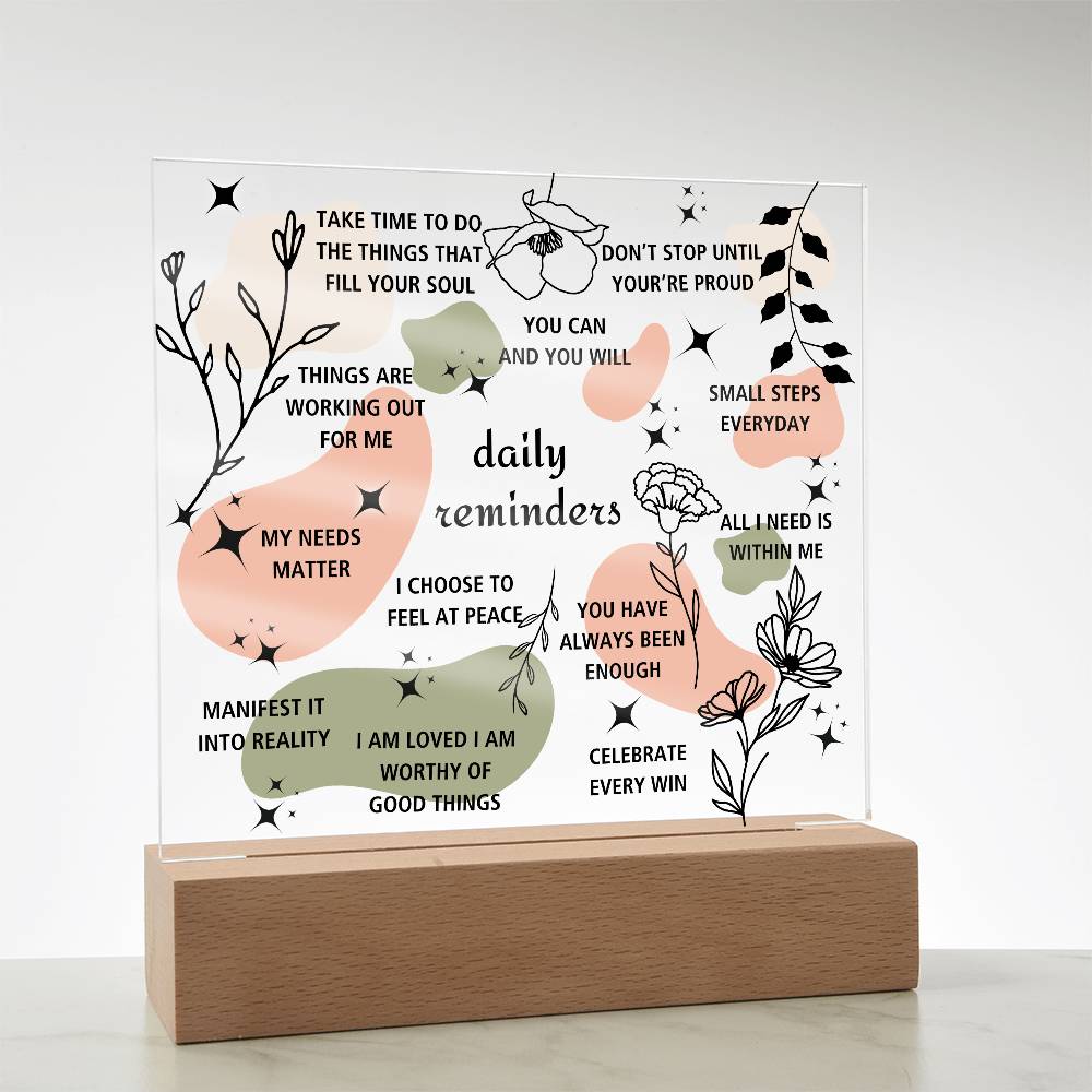 Daily Affirmations Acrylic Square Plaque
