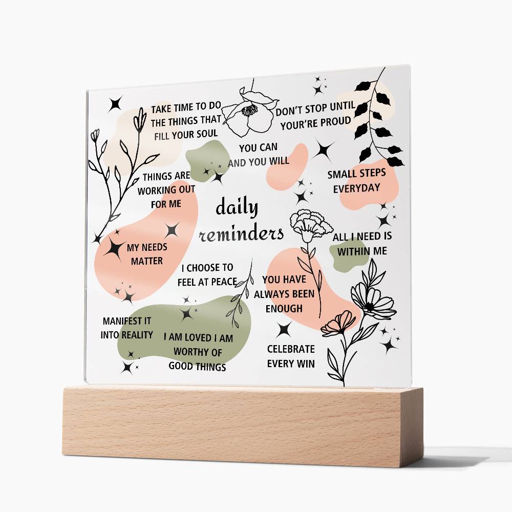 Daily Affirmations Acrylic Square Plaque