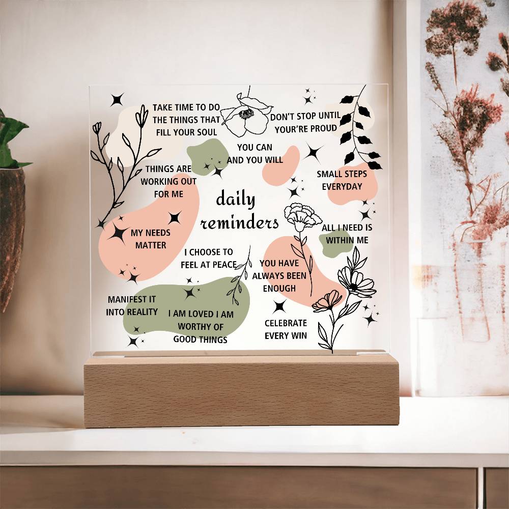 Daily Affirmations Acrylic Square Plaque