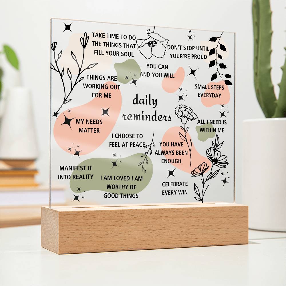 Daily Affirmations Acrylic Square Plaque