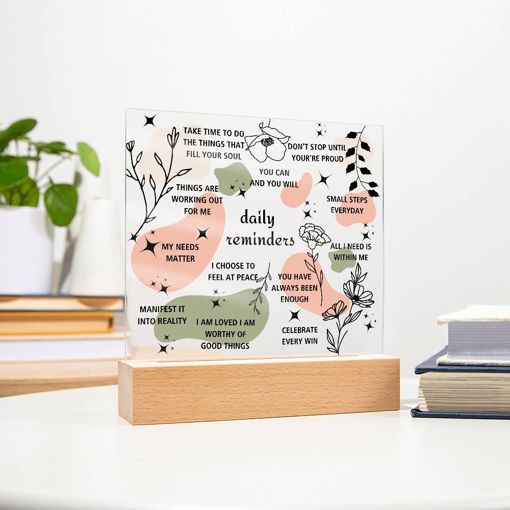 Daily Affirmations Acrylic Square Plaque