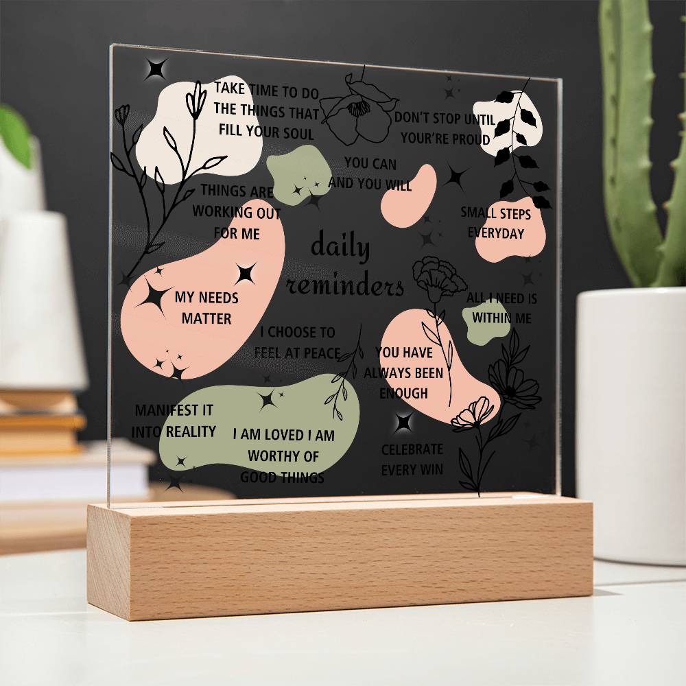 Daily Affirmations Acrylic Square Plaque