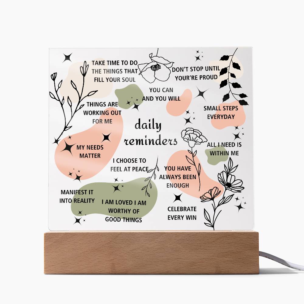 Daily Affirmations Acrylic Square Plaque