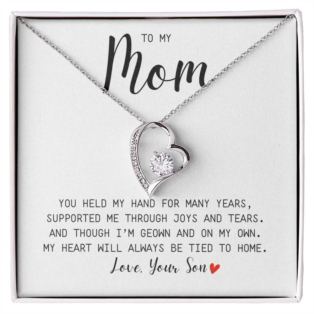 MOM GIFT  FROM SON - YOU HELD MY HAND -  Forever Love Necklace