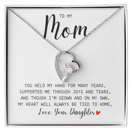 MOM GIFT  FROM DAUGHTER - YOU HELD MY HAND -  Forever Love Necklace