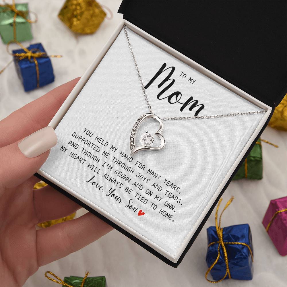 MOM GIFT  FROM SON - YOU HELD MY HAND -  Forever Love Necklace