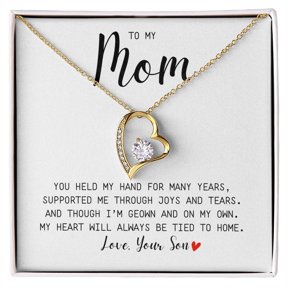 MOM GIFT  FROM SON - YOU HELD MY HAND -  Forever Love Necklace