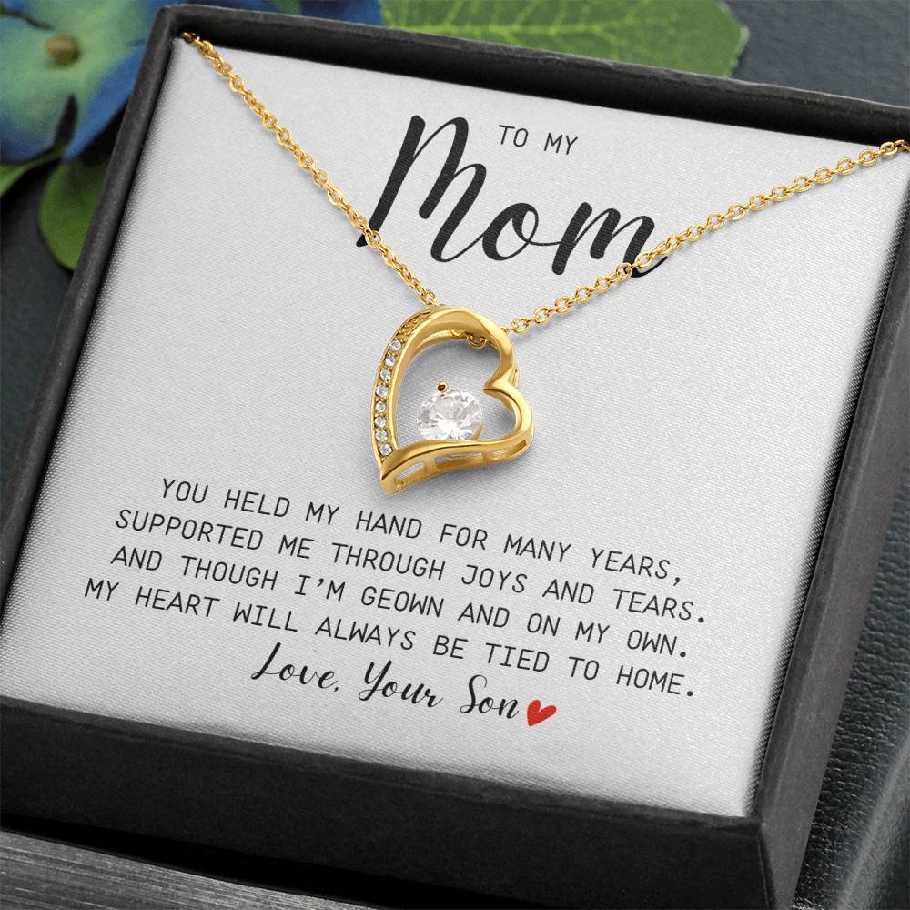 MOM GIFT  FROM SON - YOU HELD MY HAND -  Forever Love Necklace